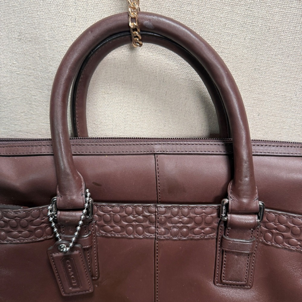 Coach Thompson Heritage Leather Slim Briefcase Mahogany Brown F70454 - Picture 7 of 16